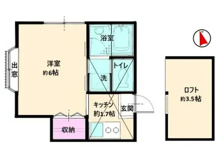 Sコート小手指(ワンルーム/2階)の間取り写真