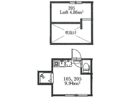 アーバンプレイス阿佐ヶ谷V(ワンルーム/2階)の間取り写真