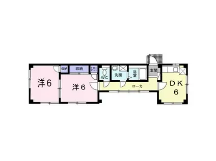 ヴューサイドヒル II(2DK/2階)の間取り写真