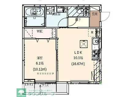 ルミエール観音(1K/1階)の間取り写真