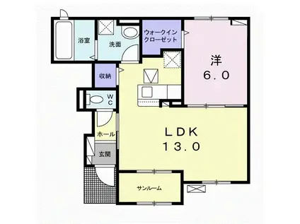ショー・M(1LDK/1階)の間取り写真