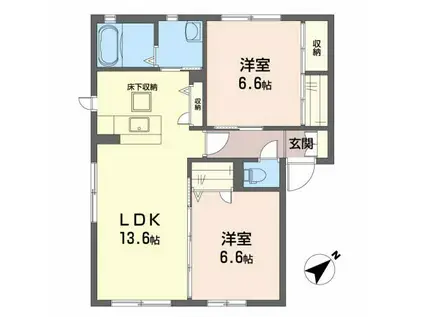 グランマスト春日(2LDK/1階)の間取り写真