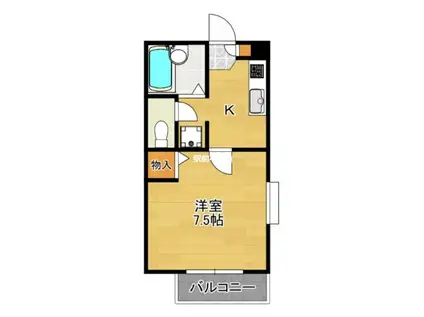 フラワーコート(1K/2階)の間取り写真