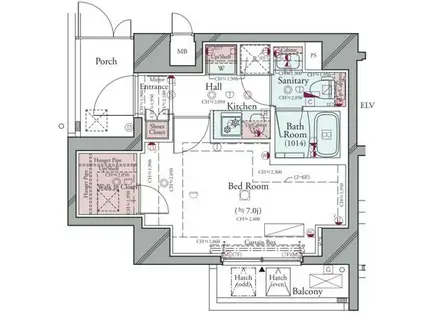 コンシェリア横濱南 LE VENT VERT(1K/7階)の間取り写真