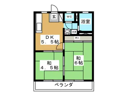 ベルメゾンA(2DK/1階)の間取り写真