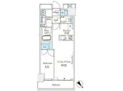MID TOWER GRAND(1LDK/7階)の間取り写真