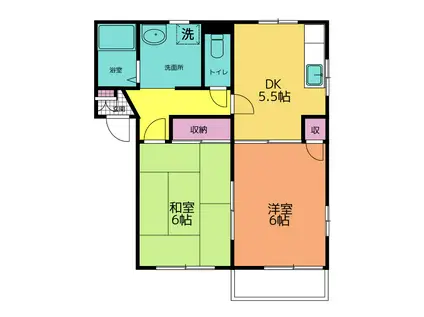 パレスモモセ A(2DK/2階)の間取り写真