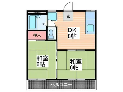 居藤ハイツA棟(2DK/2階)の間取り写真