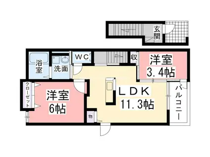 カーネプレッソ(2LDK/2階)の間取り写真