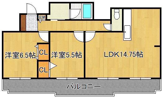 小倉D.C.TOWER(2LDK/11階)の間取り写真