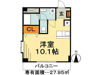 ニューモートティ(ワンルーム/2階)の間取り写真