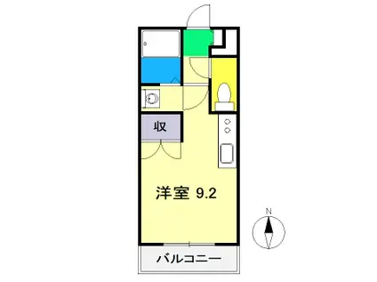 野市グリーンハイツ(ワンルーム/3階)の間取り写真