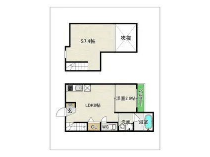 ドリームステージ博多南ラグーン(1SDK/1階)の間取り写真