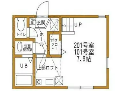 ハーミットクラブハウス和田町オーパス・ワン(ワンルーム/2階)の間取り写真