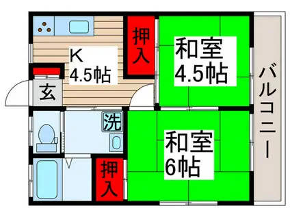 彦田コーポ(2K/1階)の間取り写真