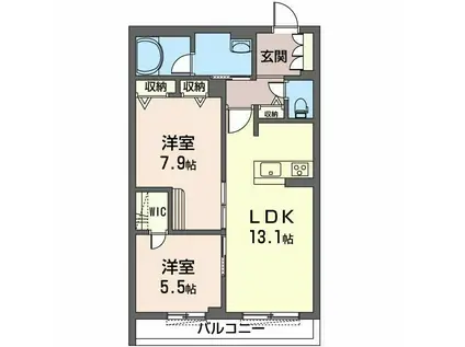 ホワイト(2LDK/2階)の間取り写真