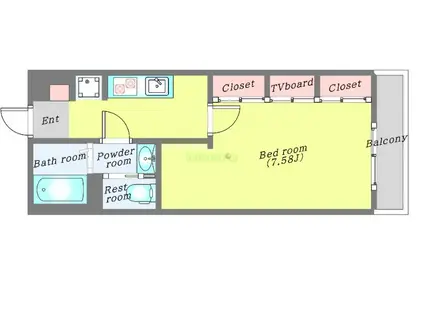 リスブロン北四番丁(1K/2階)の間取り写真