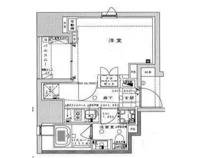ライオンズ千代田岩本町ミレス(1K/2階)の間取り写真