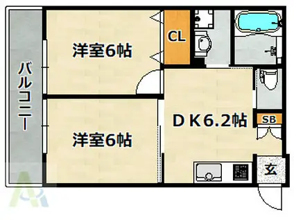 PRAF8(2DK/3階)の間取り写真