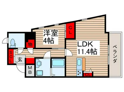 グリュック(1LDK/4階)の間取り写真