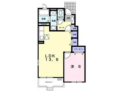 リアンジェ(1LDK/1階)の間取り写真