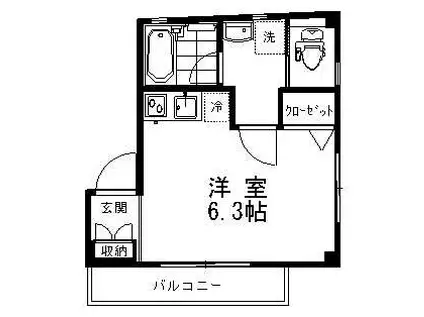 サウスリバー(ワンルーム/3階)の間取り写真