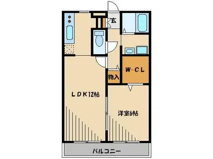 グローリーミズグチ(1LDK/2階)の間取り写真