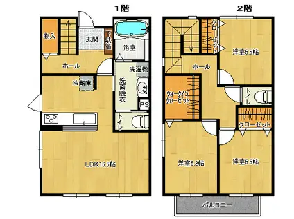 しおたアパートII(3LDK/1階)の間取り写真
