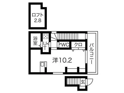 あんしん鶴田町(ワンルーム/2階)の間取り写真