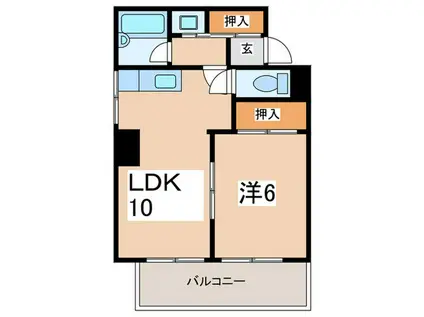 ソレイユイワサキ(1LDK/2階)の間取り写真