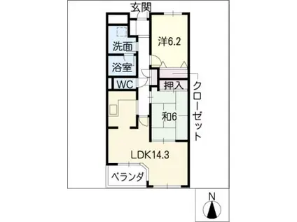 栄シティハウス502(2LDK/5階)の間取り写真
