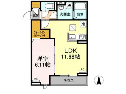 ロイヤルレジデンスII(1LDK/1階)の間取り写真
