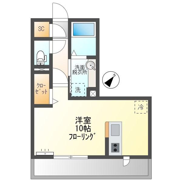 アレーズ ジュアン(ワンルーム/2階)の間取り写真