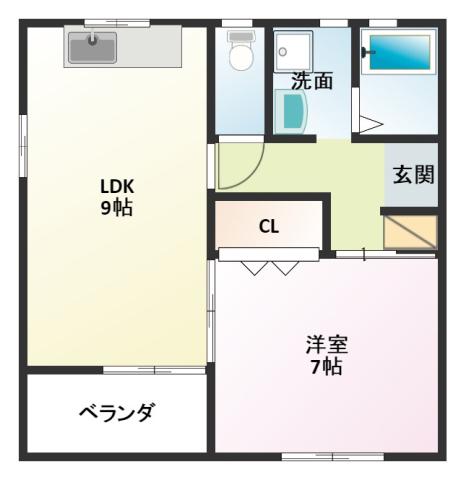 ハーヴェストVI(1LDK/1階)の間取り写真