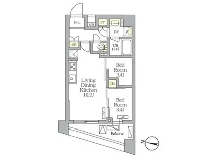 ノガタレジデンス(2LDK/8階)の間取り写真