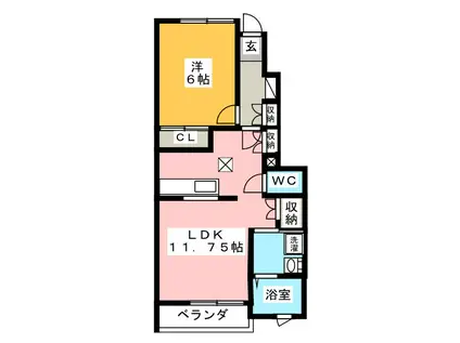 エスティアラ(1LDK/1階)の間取り写真