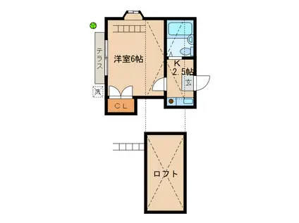 アンピエス元町(1K/1階)の間取り写真