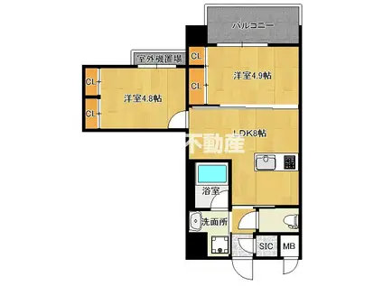 QUINTET MINAMI FUKUO(2LDK/5階)の間取り写真