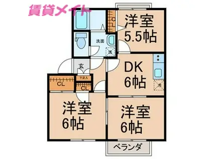 パストラルC(3DK/1階)の間取り写真
