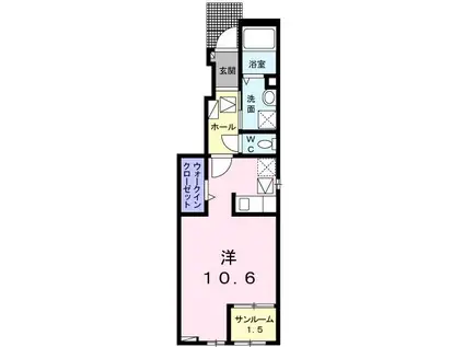 CLOVE - II(ワンルーム/1階)の間取り写真