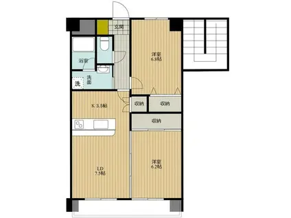 アクティー高松(2LDK/1階)の間取り写真