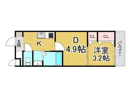 AILE上ヶ原(1DK/1階)の間取り写真