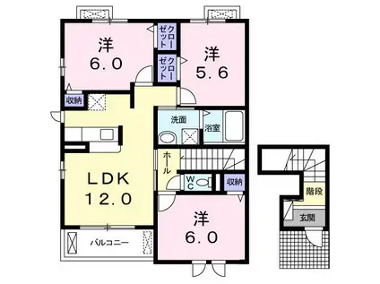 マサール吉田(3LDK/2階)の間取り写真