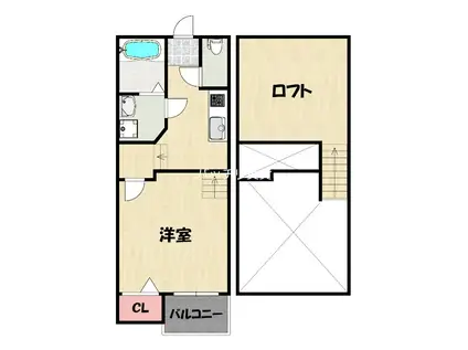 クレオ箱崎北 参番館(1K/1階)の間取り写真