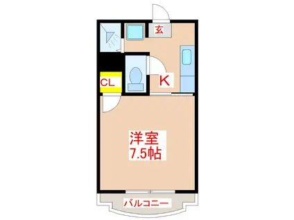 レインボー上荒田(1K/5階)の間取り写真