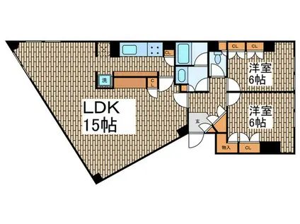 パティオ池田山(2LDK/2階)の間取り写真