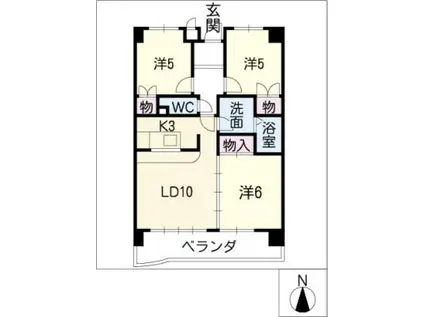 グランドール東丘(3LDK/2階)の間取り写真