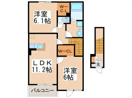カーサ・ステラ A棟(2LDK/2階)の間取り写真
