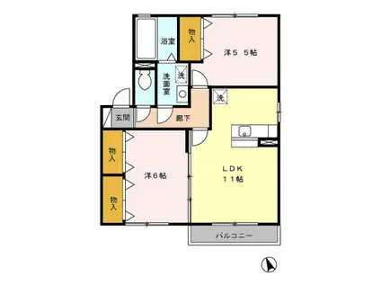 アルシオネ C棟(2LDK/1階)の間取り写真