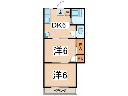 ひまわりハイム下祖母石(2DK/2階)の間取り写真